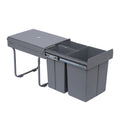 HOMCOM Poubelle cuisine coulissante encastrable 40L avec 3 bacs amovibles pour tri sélectif 2 x 10L et 1 x 20L - gris : Cuisine et Maison