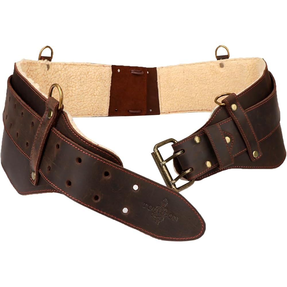 Tourbon Ceinture à outils en cuir véritable avec bretelles robustes pour électricien, charpentier : Bricolage