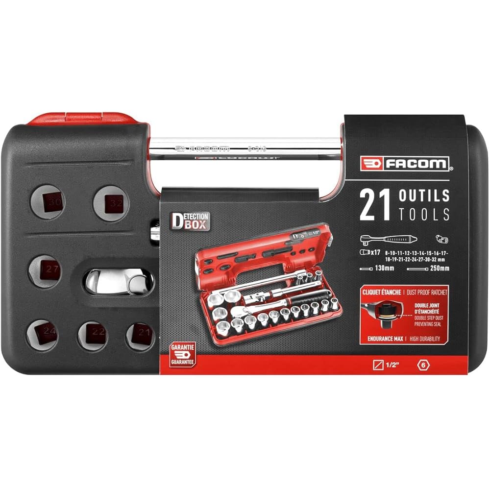 FACOM Coffret DBOX Douilles 20 Pièces 1/2 " 6 Pans Métriques avec Cliquet Haute Performance et Précision SL.DBOX1 : Bricolage