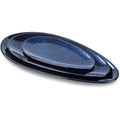 VICRAYS Lot de 3 grands plateaux de service ovales, 40.6 cm/35.6 cm/25.4 cm, en porcelaine pour fête, barbecue, plateaux de service empilables pour apéritifs, sushis, magasin de dessert, bleu : Cuisine et Maison