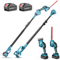 SEESII 3 in 1 Telescopique Taille Haie Batterie, Taille Haie Electrique avec 2 * 4.0Ah Batteries, Portée Jusqu'à 4.87 m, Longueur de Lame 300 mm et 150 mm, Tête Inclinée à 180° : Jardin