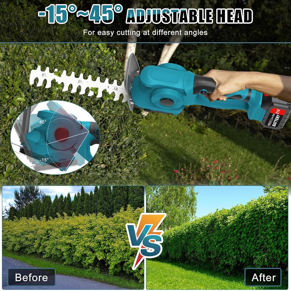 Hedge 21V Brushless Taille Haie Batterie Cisailles à arbustes électriques avec Batterie 4000 mAh Sculpte Haie et Taille Herbes sans Fil Taille Haie Electrique Cisaille à Gazon : Jardin