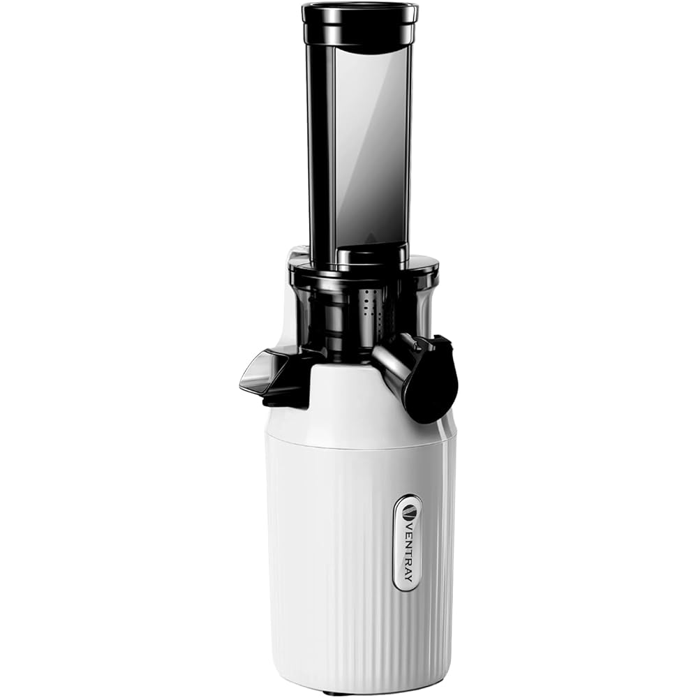 Ventray Ginnie Extracteur de Jus - Slow Juicer Pression Douce 60 Tours, Presse à froid, Fonction de Mastication Inversée, Extracteur de Jus de Fruits et Légumes Sans BPA, Facile à nettoyer, Blanc : Cuisine et Maison