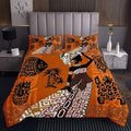 Loussiesd Couvre-lit 3 pièces Double avec Couvre-lit matelassé Ethnique Afro Africain Traditionnel Exotique bohème Tribal en Microfibre de polyester brossé 310 g/m², Orange, Full : Cuisine et Maison