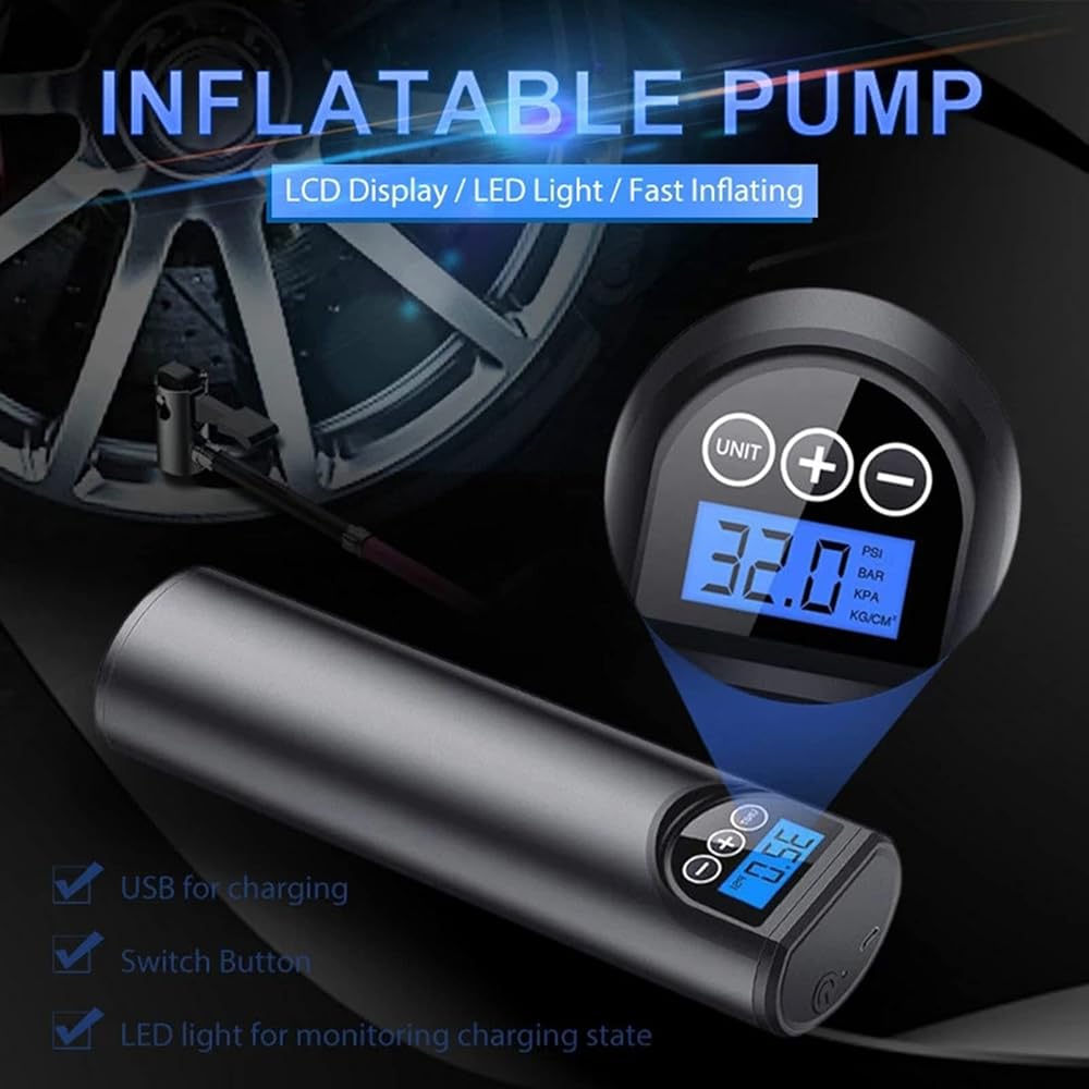 Boyuan Compresseur d'air Portable, Gonfleur de Pneu 2000 mAh, Pompe à vélo sans Fil 150 PSI pour Voiture, Moto, vélo, Balle, Tours de Natation ou décoration Gonflable de fête : Auto et Moto