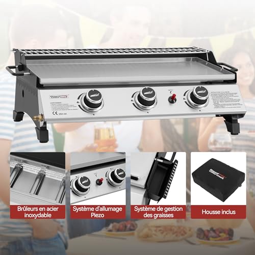 Royal Gourmet Plancha gaz inox 3 brûleurs