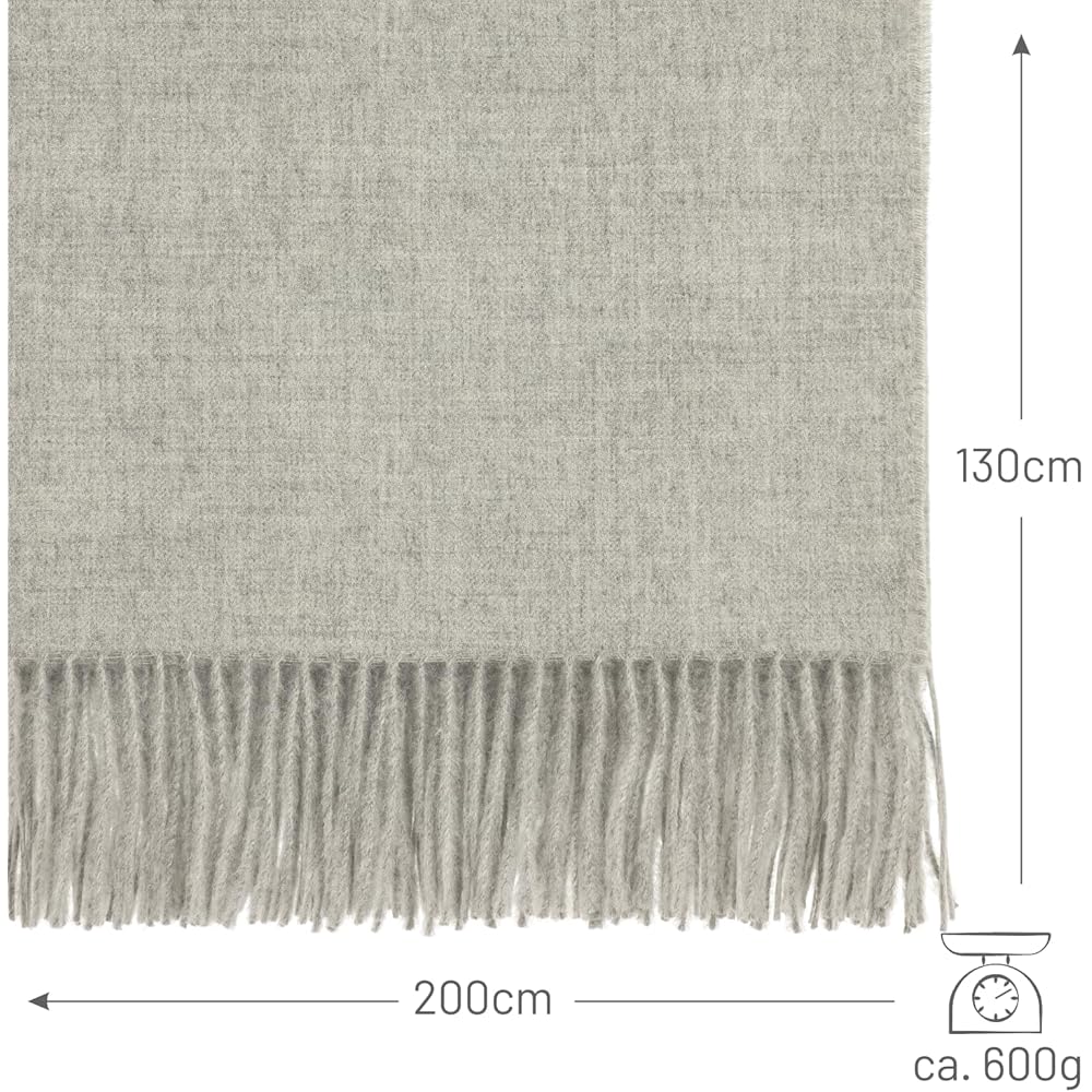 HANSA-FARM | Extra Large Couverture bébé alpaga - 200 x 130 cm - Doux et Moelleux en 100% Laine d'alpaga bébé Plaid Couvre-lit Gris argenté uni/Gris Clair (Gris) : Cuisine et Maison