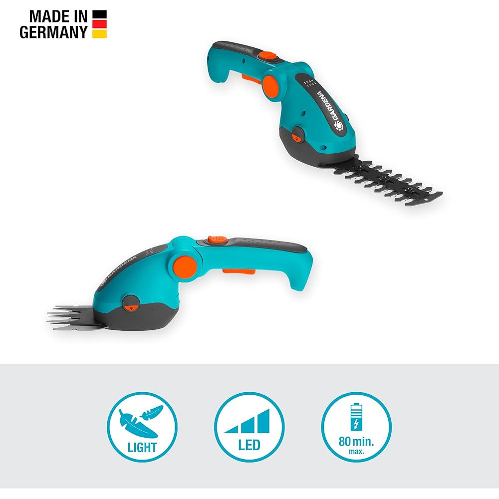 Gardena Set de cisailles à Gazon et arbustes sans Fil ComfortCut Li :cisaille à Gazon et Coupe-arbustes, poignée Confort réglable avec Affichage LED, Changement de Lame sans Outils (9888-20) : Jardin