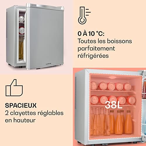 Klarstein Mini frigo de chambre 30L silencieux, réglable 5-15°C