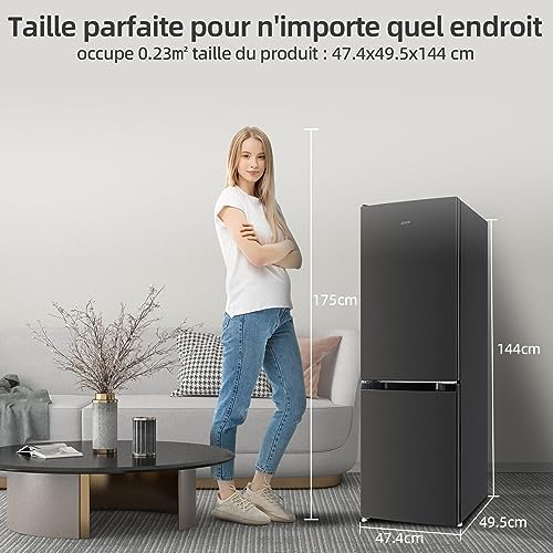 CHiQ Réfrigérateur congélateur combiné 356L, inox
