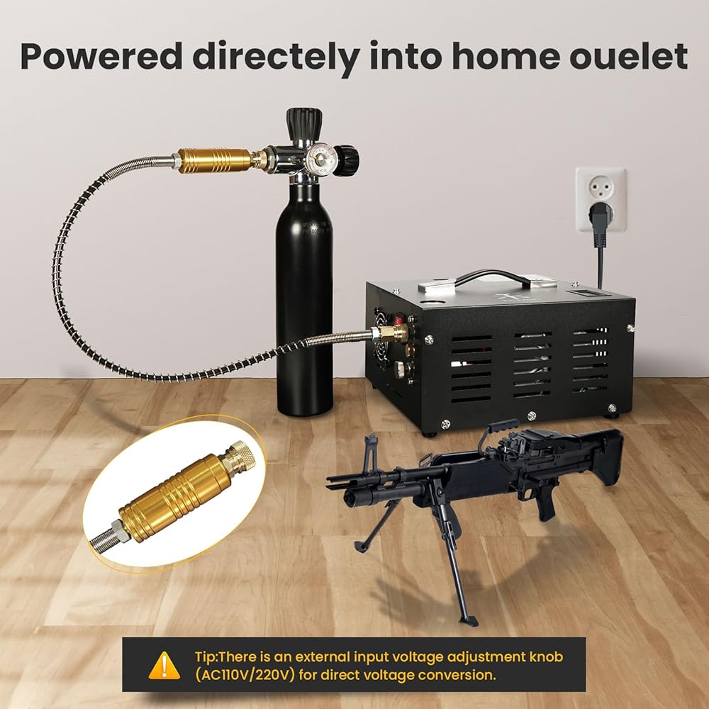 TUXING Compresseur d'air PCP 4500 PSI 30 MPa alimentation 12 V DC et 220 V AC avec adaptateur