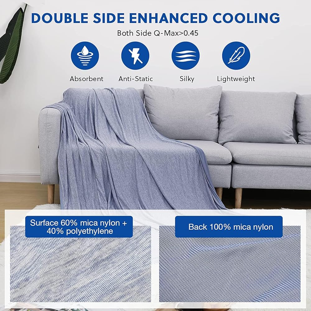 HOMFINE Couverture Rafraichissante d'Été Adulte - Fibre de Refroidissement Japonaise Q-Max>0.45,Double Face Couverture Rafraîchissante pour Lit Canapé Voyage,230x270 : Cuisine et Maison