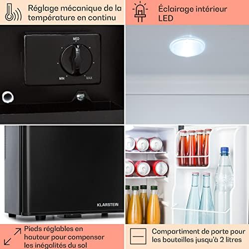Klarstein Mini frigo de chambre 30L silencieux, réglable 5-15°C