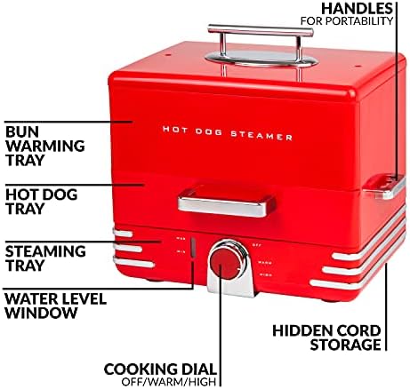 Nostalgia Cuiseur vapeur extra-large pour 20 hot-dogs