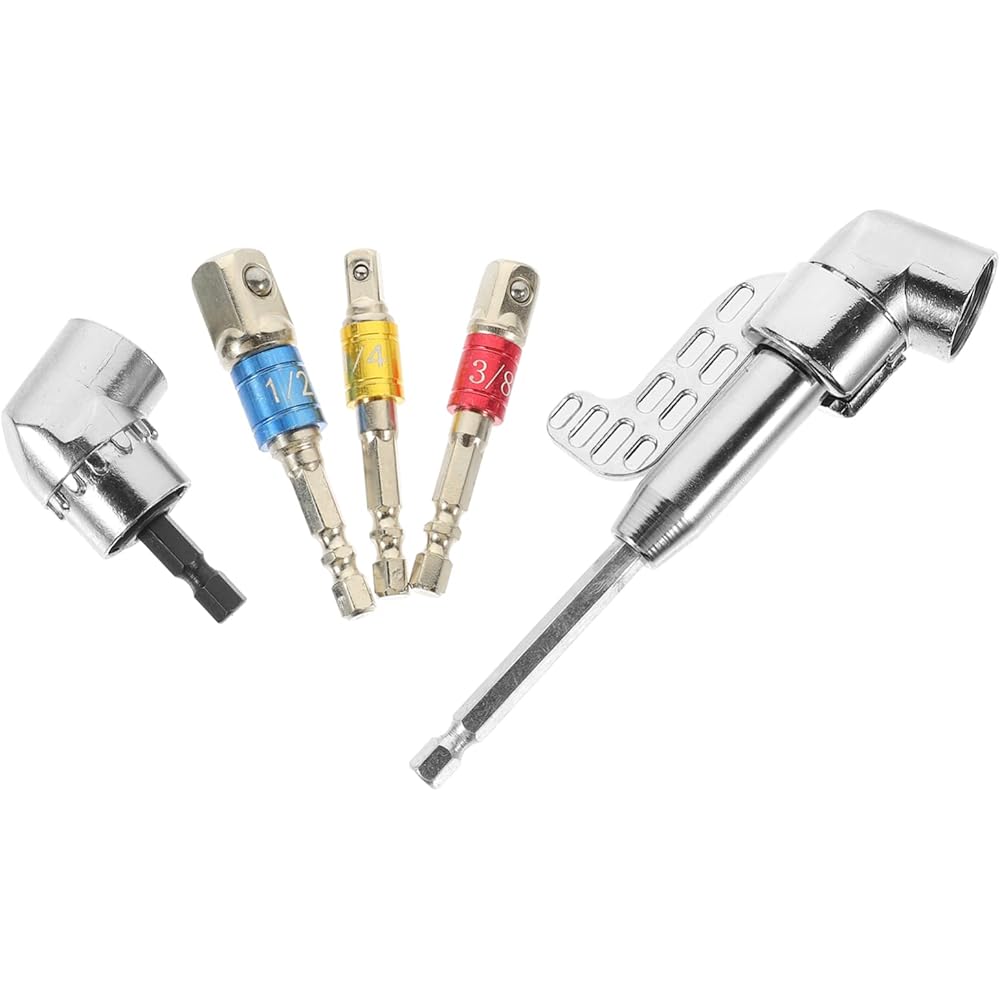Angoily 4 Ensembles tournevis d'angle anti rouille Adaptateur de douille d'angle Embout de perceuse à angle droit adaptateur pour clé à chocs assortiment de forets acier : Bricolage