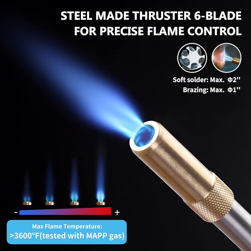 TAUSOM Torche au propane avec étui, déclencheur, bouton réglable, kit de brasage et de soudure : Bricolage