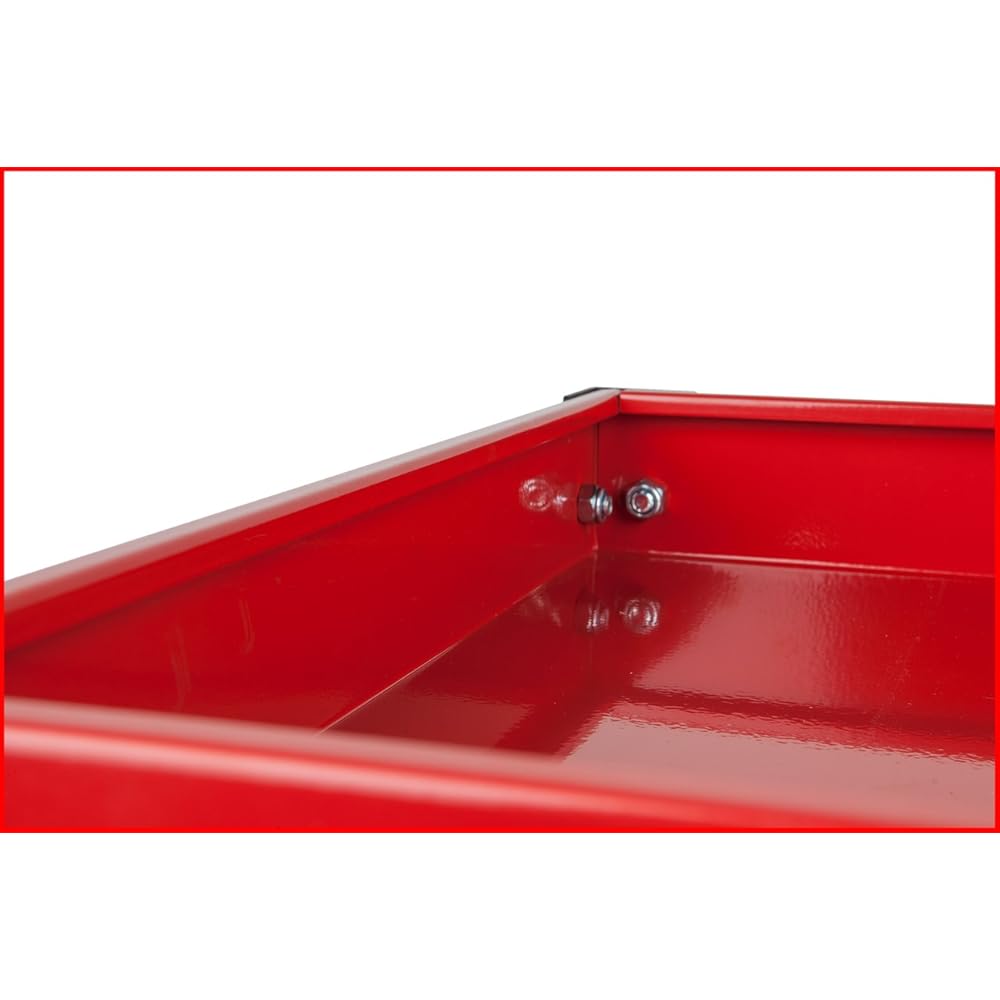 KS TOOLS 890.0001 - Chariot d'atelier métal - Plateaux à rebords - Avec poignée latérale - Avec 4 roues directionnelles - En acier Couleur : Commerce, Industrie et Science