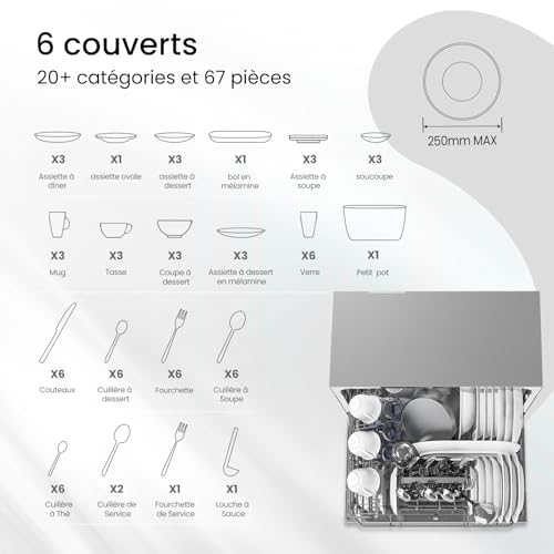 Comfee TD602E-W Lave-vaisselle compact pose libre