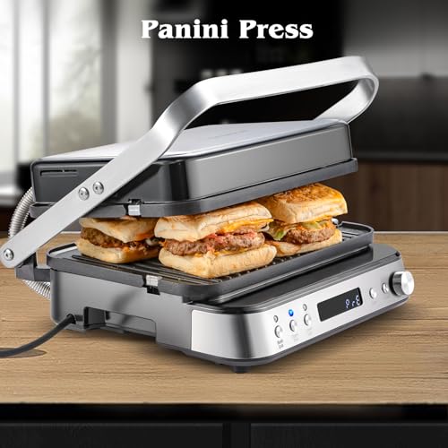 AMZCHEF Gril contact multifonction 4-en-1 2000W avec plaques