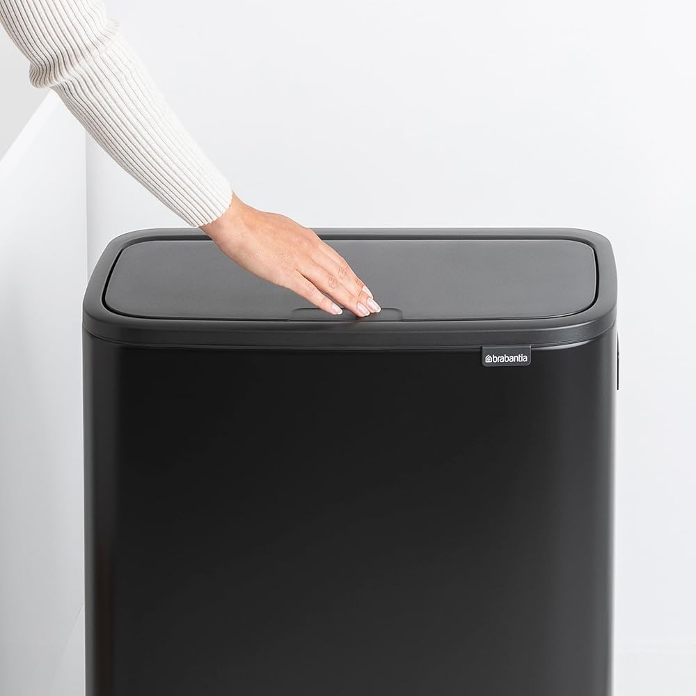 Brabantia - Poubelle 2 x30l - Bo Touch Bin Hi - Poubelle Double Poubelle XXL idéale tri sélectif - Poubelle de Cuisine Garantie 10 ans - Poubelle 60L Ecologique - Noir : Cuisine et Maison