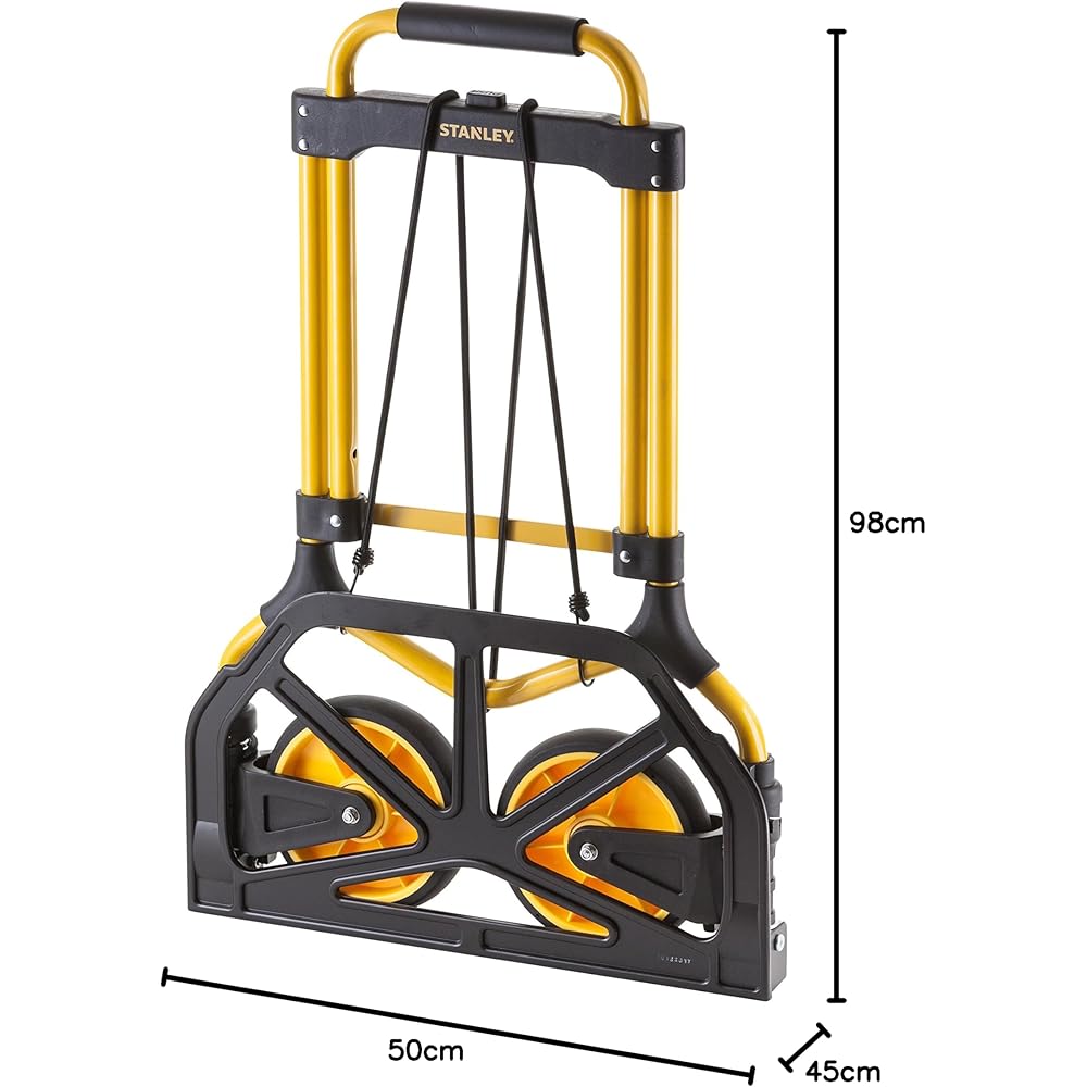 Chariot de manutention acier, pliable, base 49x28CM , capacité 90 kg. Dimensions ouvert : 50x45x98cm, plié : 49x6,5x73 cm. Roues 175x4,5 cm Caoutchouc. Poids 5,45 kg : Commerce, Industrie et Science
