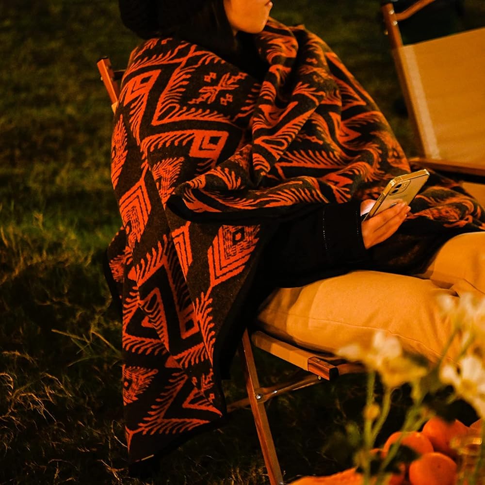 ACUSHLA Couverture Chaude en Laine mérinos - Gris bohémien (160 x 220 cm) - Couverture de canapé - Grand jeté de canapé - Idéal pour Le Camping en Plein air, Toutes Les Saisons : Cuisine et Maison