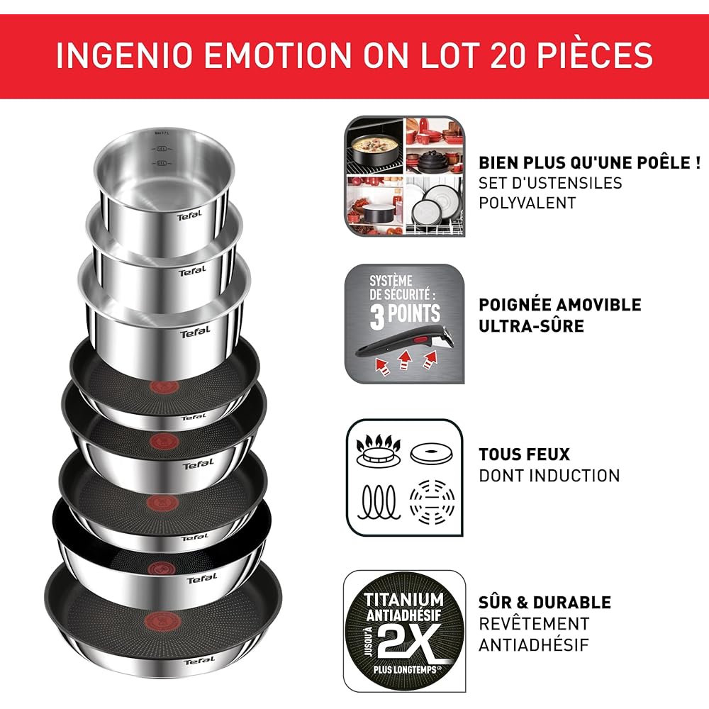 Tefal Ingenio Batterie de cuisine 20 pièces,  Poêles,  Casseroles