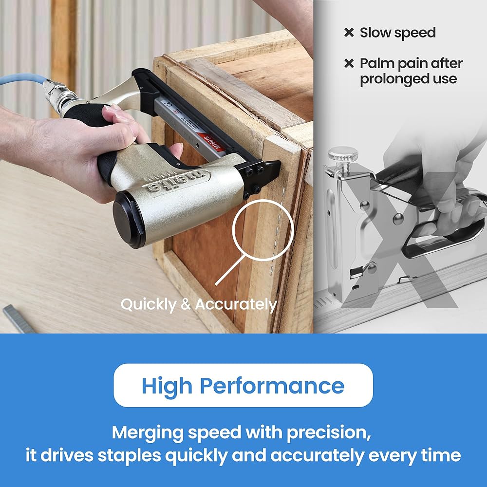 meite MT8016 Agrafeuse Pneumatique Type 80 Agrafeuse Tapissier – Agrafeuse à Air pour Menuiserie et Fabrication de Meubles, Compatible avec type 80/6 mm à 16 mm agrafes : Bricolage
