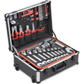 Meister Chariot à outils 156 pièces - Ensemble d'outils - Avec roulettes - Poignée télescopique / Mallette à outils professionnelle remplie / Boîte à outils roulante / 8971440 : Bricolage