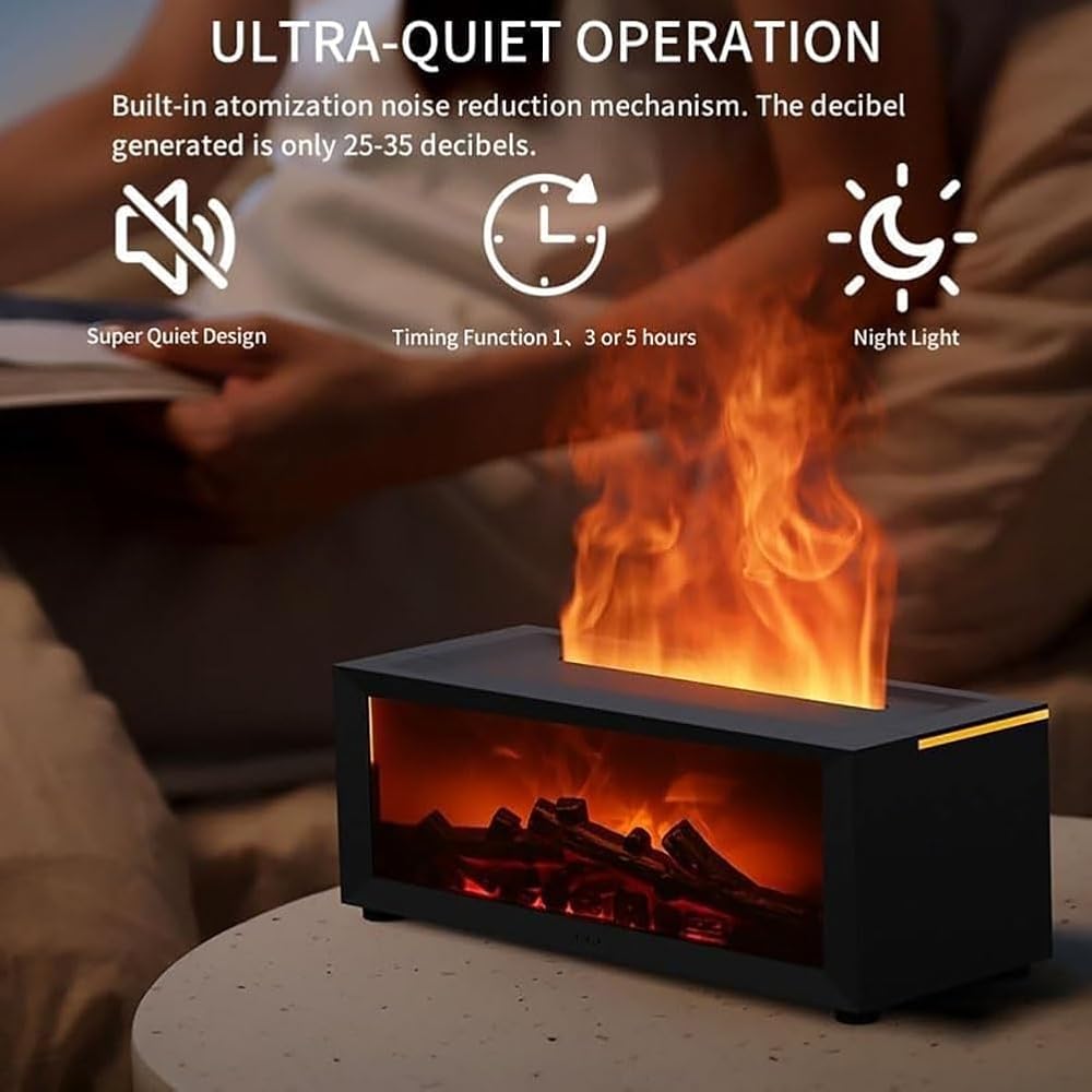 Diffuseur de braises, diffuseur de cheminée, diffuseur de flamme confortable avec arrêt automatique, diffuseur de flamme volcanique for huiles essentielles, télécommande sans fil, diffuseur d'huiles d : Hygiène et Santé