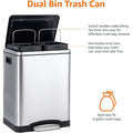Amazon Basics Poubelle 30 L avec deux compartiments et pédale en tube d'acier - fermeture amortie avec couvercle, pour cuisine, salle de bain ou bureau, rectangulaire, satinée, en acier inoxydable : Cuisine et Maison