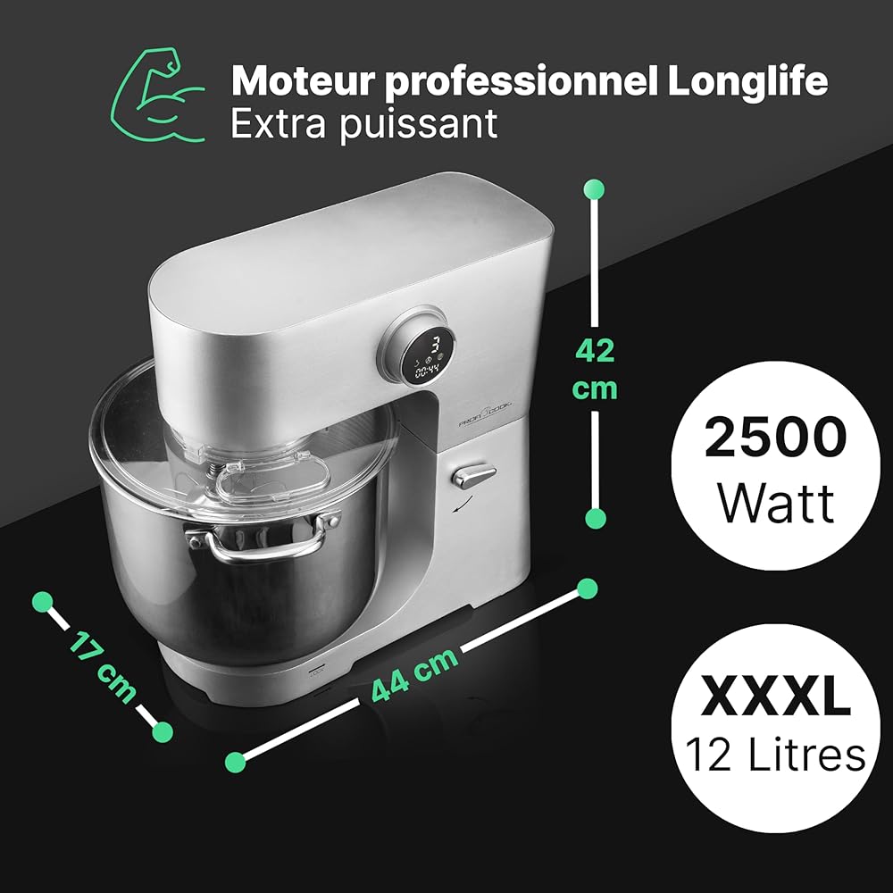 Profi Cook PC-KM 1254 Robot pâtissier bol XXL 12L 2500W