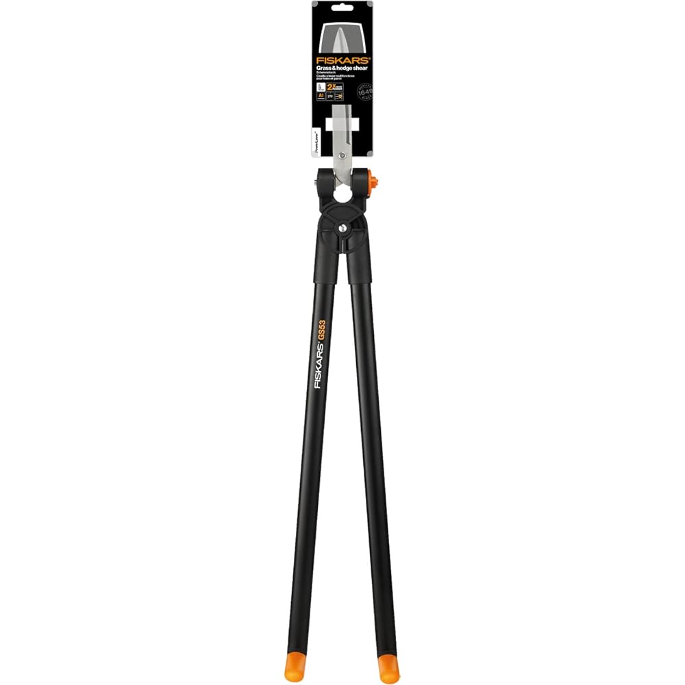 Fiskars Cisaille à Levier multifonctions pour haies & gazon, Portée max.: 2,5 m, Noir/Orange, PowerLever, GS53, 1001565 : Jardin