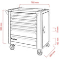 Mephisto Chariot d'atelier XXL Tool Wagen avec 7 tiroirs dont 7 avec outils dans des incrustations souples dans un tiroir rempli aspect carbone + insert supplémentaire avec clé à molette : Bricolage