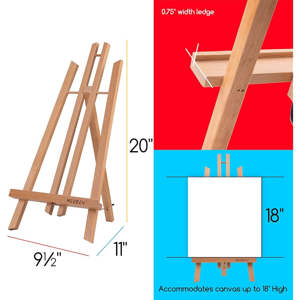 MEEDEN 50cm Chevalet de Table: 6PCS Chevalet Bois pour Adulte Artiste Débutant - Mini Chevalet Peinture Portable pour Peinture Toile Photo : Cuisine et Maison