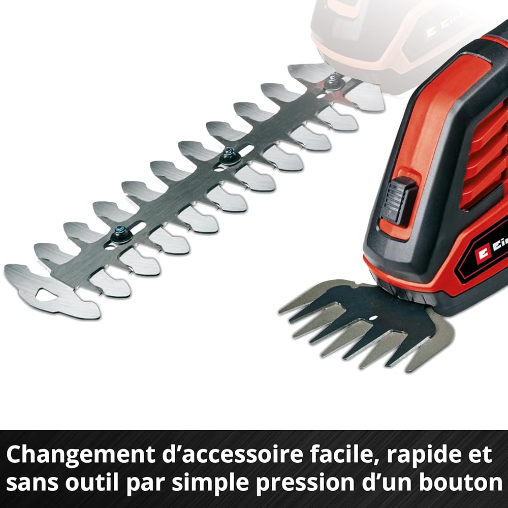 Einhell Cisaille à gazon taille-buissons sans fil GE-CG 18/100 Li T Kit Power X-Change (18 V, manche télescopique, acc. coupe-herbe 100 mm, acc. taille-buissons 200 mm, avec batterie 2,5 Ah +chargeur) : Jardin