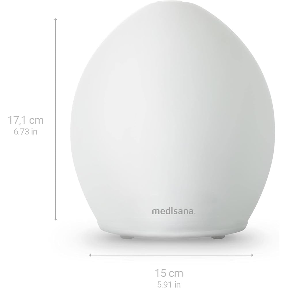 medisana | AD 635 | Diffuseur d'arôme | Verre givré | Désodorisant | Lampe à parfum avec timer | Parfum d'ambiance électrique | Huiles essentielles parfumées | Lumière bien-être 6 couleurs | 100 ml : Beauté et Parfum