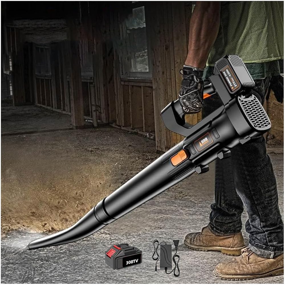 WaaYb Souffleur de Feuilles sans Fil sans balais, souffleur de Feuilles sans Fil 21 V, 17 500 TR/Min, Moteur Tout en cuivre, souffleur de Feuilles portatif avec Piles et Chargeur pour souffler : Jardin