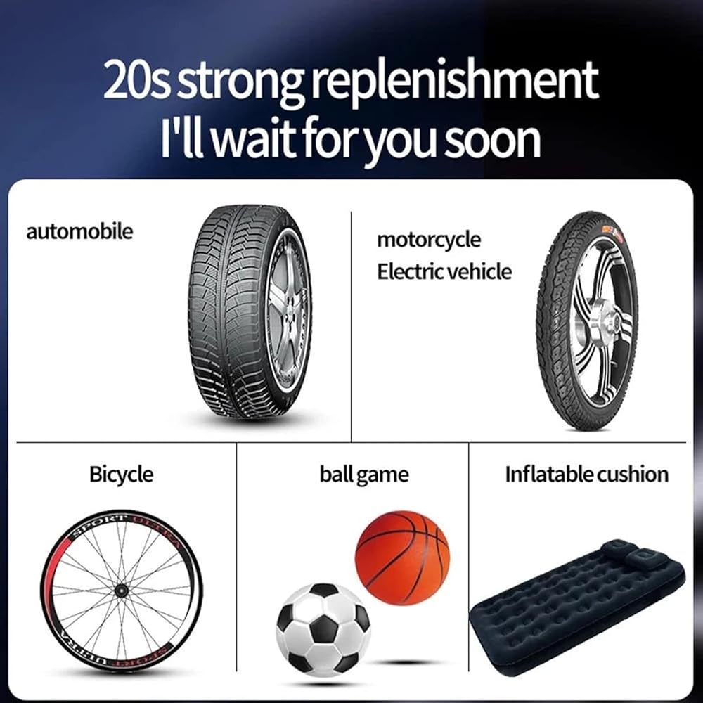 Boyuan Compresseur d'air Portable, Gonfleur de Pneu sans Fil 150 PSI, Batterie Li-ION Rechargeable 6000 mAh, Pompe à air Intelligente pour Pneu de Voiture, Banque d'alimentation SOS : Auto et Moto