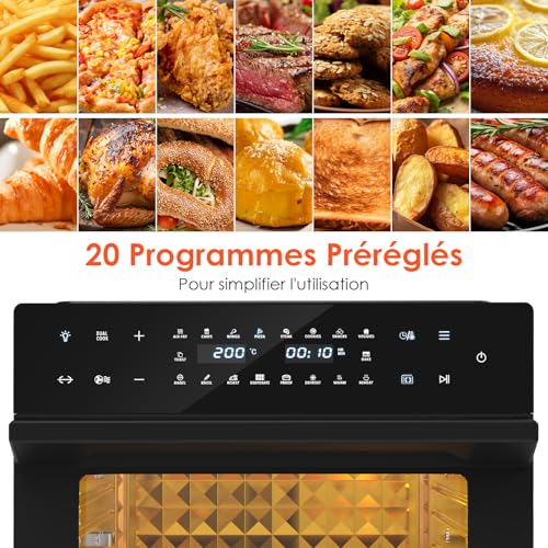 LLIVEKIT Friteuse sans huile XXL 30L avec fonction rôtisserie