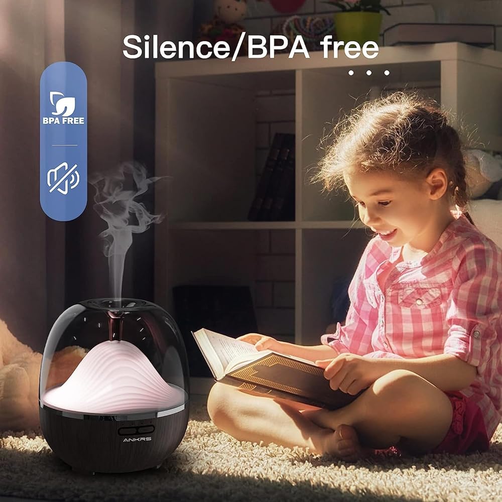 Ankrs Diffuseur d'Huiles Essentielles WiFi, 600ml Humidificateur d'air Compatible avec Alexa/Google Home, Diffuseur Électrique Connecté avec RGB Colorées, Timer et Contrôle à Distance sur l’APP : Hygiène et Santé