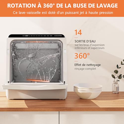 Karlxtom Lave-vaisselle de table compact 6 programmes