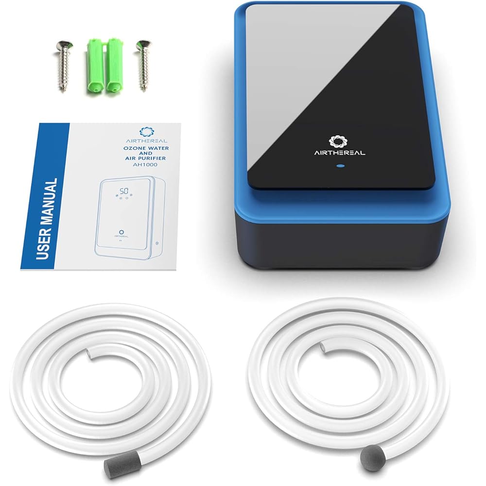 Airthereal AH1000 Générateur d'ozone pour eau et air – Puissance 1000 mg/h avec minuterie et générateur d'ions négatifs – Purifiez l'eau, l'air, les gants de toilette, produisez et plus encore : Cuisine et Maison