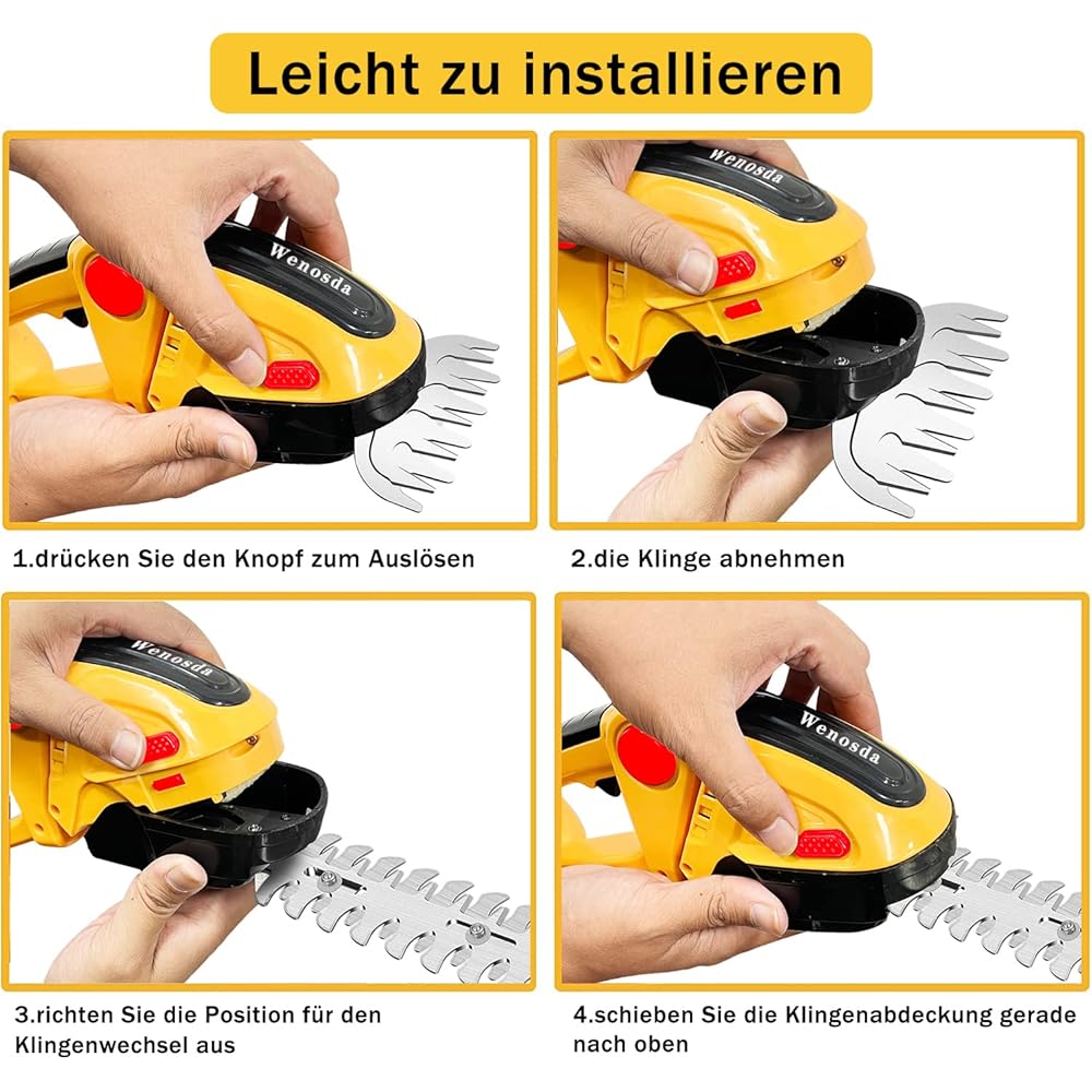 Cisaille à gazon sans fil 2 en 1 et taille-haie sans fil 2 en 1 - 2 lames - Batterie Li-ion rechargeable 24 V 2000 mAh - 2 lames - Pour jardin et pelouse : Jardin