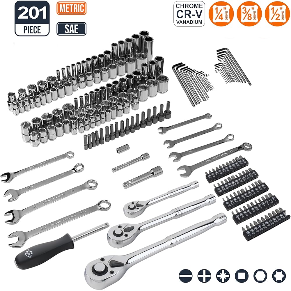 Amazon Basics Coffret à douilles, 201 pièces : Bricolage