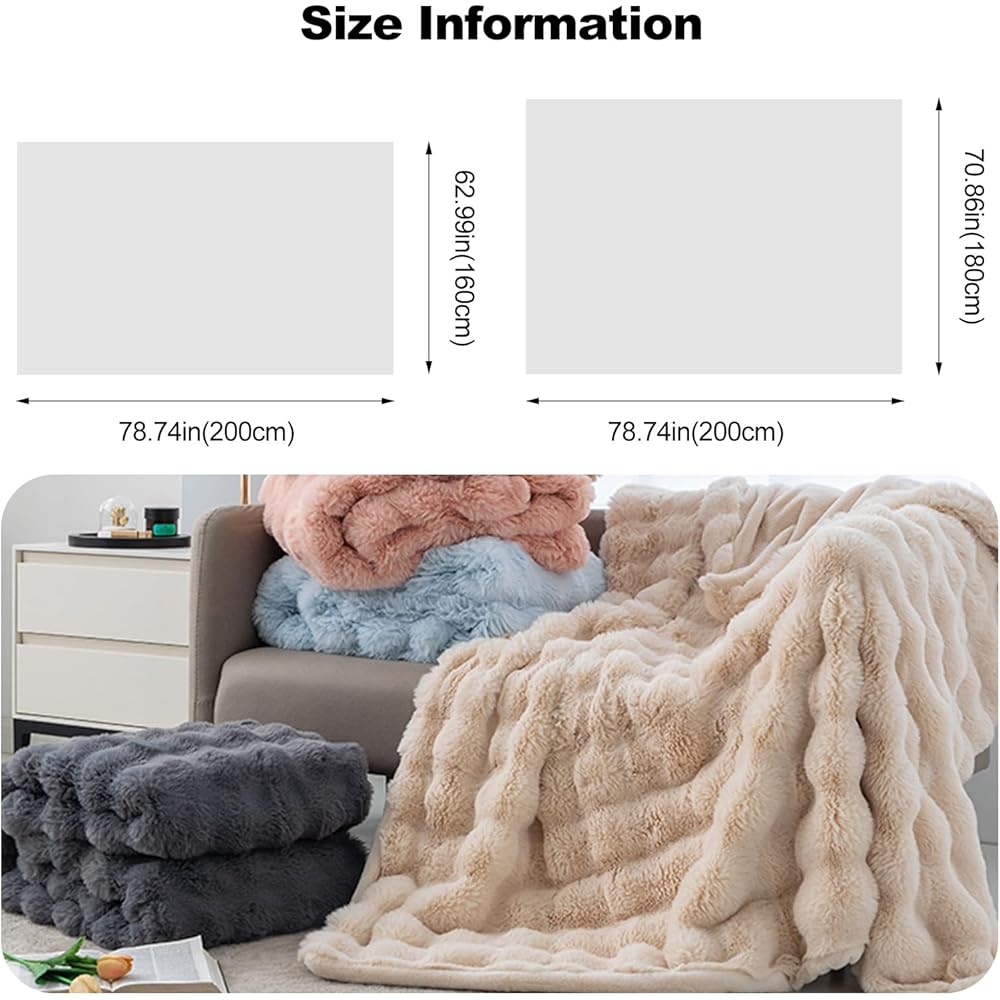 Ergocar Couverture, Plaid Fausse Fourrure de Lapin, Couverture de Décoration Intérieure, Chaude Plaid Double Face Doux pour Domicile, Les Voyages et Le Camping en Plein Air : Cuisine et Maison