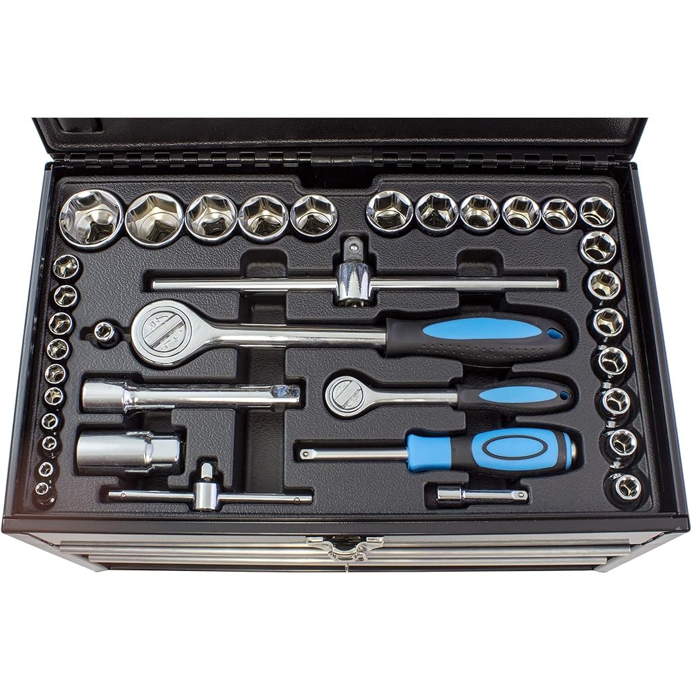 Karcher Mallette à outils 117 pièces - Ensemble d'outils avec marteau, tournevis, jeu de douilles et beaucoup plus : Bricolage