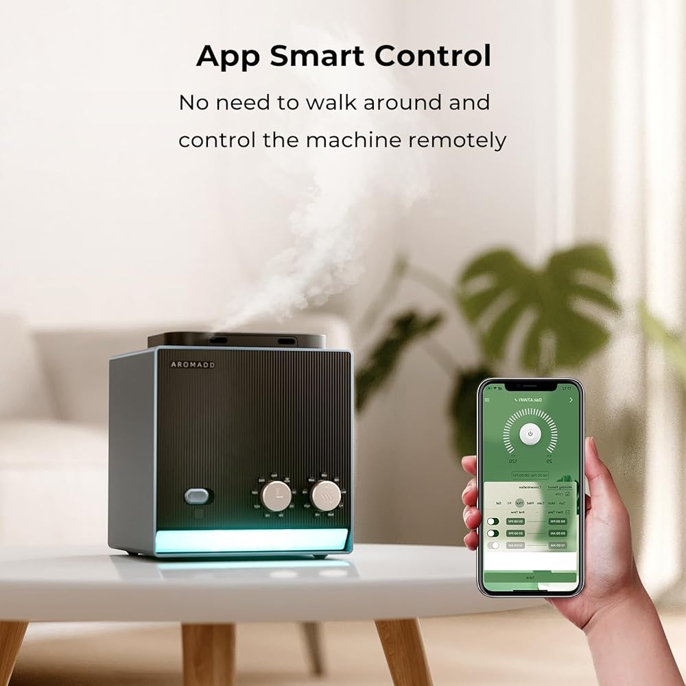 Aromadd Diffuseur intelligent sans eau 2025 de 2000 m², 2 machines à air parfumé de 200 ml pour maison et hôtel, technologie d'air froid, diffuseur d'huiles essentielles pour grande pièce – Double : Hygiène et Santé