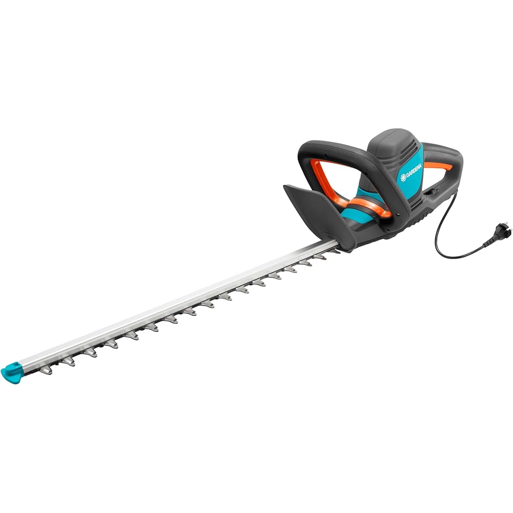 Taille-haies électrique ComfortCut 600/55 de Gardena : taille-haies avec moteur de 600 W, 55 cm de longueur de lame, écartement des dents de 27 mm, poignée ergonomique et butée de protection (9834-20) : Jardin
