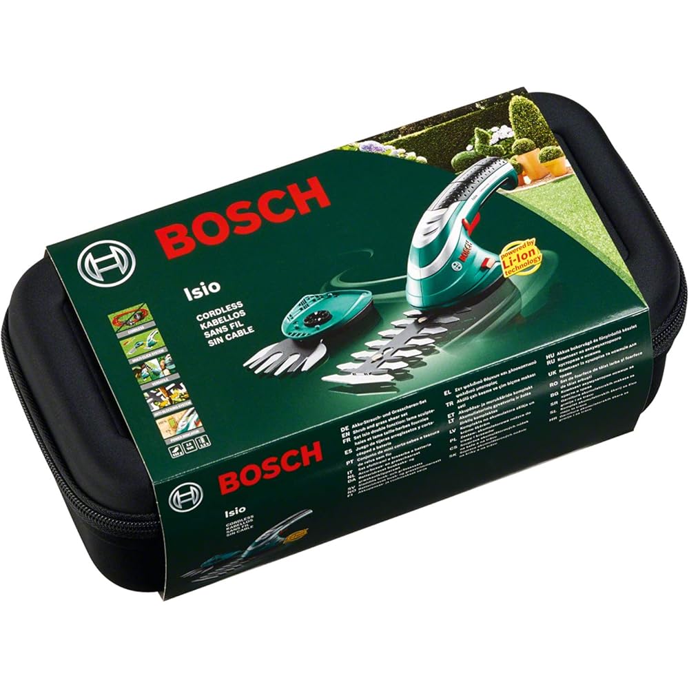 Bosch Home and Garden Set Sculpte-Haies et Taille-Herbes sans fil - Isio (3,6 V 1,5 Ah, Set 2 Lames, Chargeur) 600833102 Aqua Green : Jardin